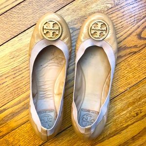 Tory Burch Beige Patent Flats